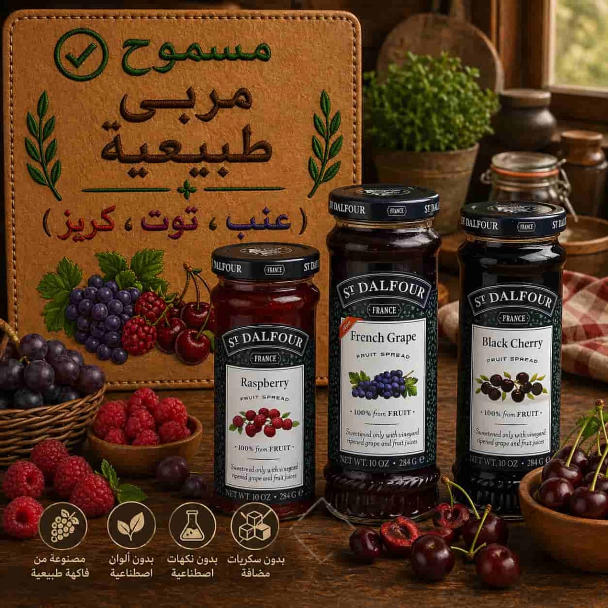 Natural preserves (grape, berry, cherry)